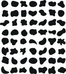 Wall Mural - black fluid shape, organic shape, blob, blotch, abstract shape silhouettes, abstract shapes on white