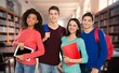 Multiracial group of college students in classroom