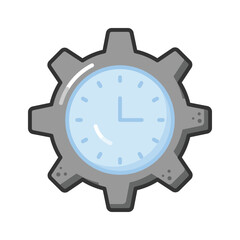 Canvas Print - Clock inside gear showing concept vector of time management, high quality graphics