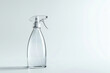 3D rendering of a transparent spray bottle on a white background.