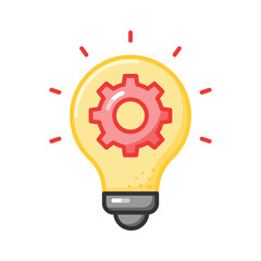 Wall Mural - Cogwheel under lightbulb is showing Creative Thinking vector, ready to use