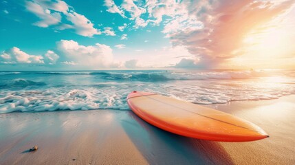 Wall Mural - Surf board on the beach fun, summer, sea.