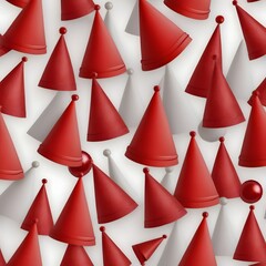 Wall Mural - Shiny Red Birthday Hat on White Background