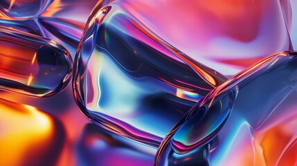 Wall Mural - Colorful Abstract Close-Up of Smooth Reflections and Fluid Shapes