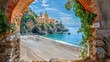 © RocknRoller Studios - Beautiful European Travel Scene with Historic Architecture. Wonderful Coastline Image with Traditional Buildings.