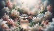 Image of Honeysuckle flowers and perfume bottle