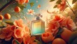 Image of Orange blossom flowers and perfume bottle