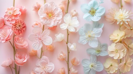 Wall Mural - a bouquet of flowers with pink, white, and blue flowers