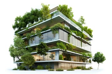 Wall Mural - Modern Eco-Friendly Office Building Surrounded By Lush Greenery and Plants