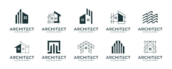 Wall Mural - set of abstract home architectural building construction logo designs, vector logo illustration