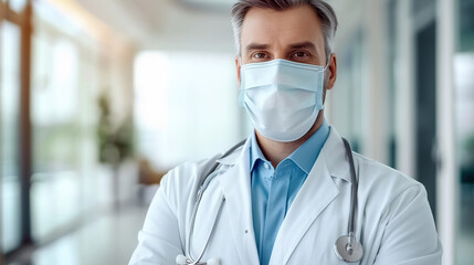 Doctor wearing medical mask. Generative AI