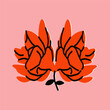 Bright illustration with an orange flower. Vector print, design, postcard