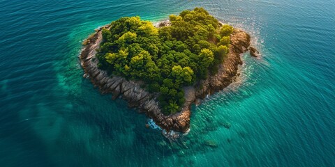 Wall Mural - Love Travel Concept. Aerial Perspective of Exotic Island in the Shape of a Heart.