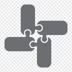 Sticker - Simple icon puzzle in gray. Simple icon puzzle of the four elements  on transparent background for your web site design, app, UI. EPS10.