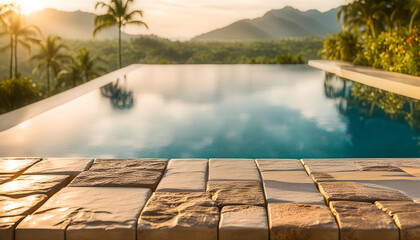 Wall Mural - beautiful tropical pool background with copy space