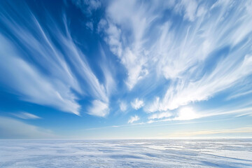 expansive winter sky over snowy plains