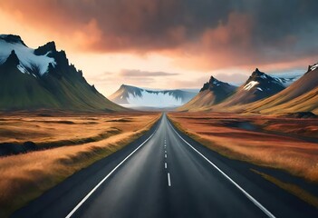 Wall Mural - road to the mountains