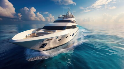 beautiful modern luxury yacht sailing in the ocean