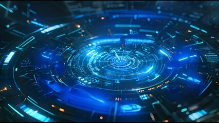 Leinwandbilder - Interface for virtual holograms. Motion Graphic Target Radar Searching Display.