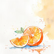 orange watercolor on white