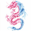 chinese dragon watercolor on white background