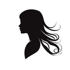 Wall Mural - Young Woman Profile Silhouette with Curly Hair