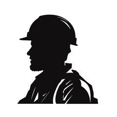 Wall Mural - Construction Worker Silhouette with Helmet