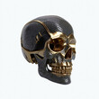 Skull made of Snake skin and gold. Isolated on white background. Digital illustration.