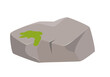 Rock boulder with smooth stone texture and growing green moss vector illustration