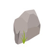 Rock stone of garden, canyon or field with natural green grass vector illustration