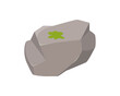 Green moss on gray stone, natural mossy rock boulder of forest vector illustration