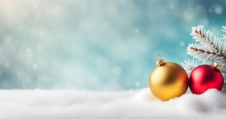 Wall Mural - Beautiful christmas background with copy space and ornaments