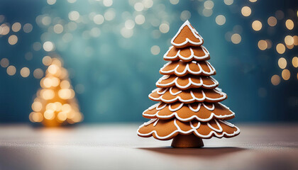 Beautiful gingerbread christmas tree with copy space