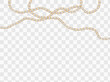 Set of realistic vector golden chains. Vector illustration of gold links isolated on white background.
