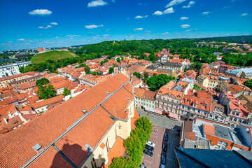 Poster - Vilnius, Lithuania - July 10, 2017: Aerial view of Vilnius skyline, Lithuania