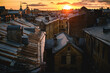 Capturing the enchanting sunset hues over St. Petersburg's rooftops.