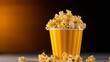 Close-up illustration of popcorn bucket with copy space,for advertising and promotion in cinema.
