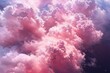 Pink and blue sky with clouds, a dreamy atmosphere with pink clouds against a starry background in the style of a fantasy style and dreamlike atmosphere, digital art presented in high resolution.