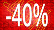 Affiche Soldes -40% Abstrait Rouge et Jaune