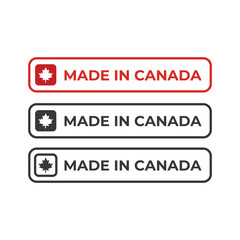 Canvas Print - Emblem logo of Made in Canada product design vector label