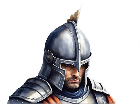 knight warrior head watercolor painting illustration isolated transparent background png .png