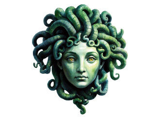 Poster - medusa head statue watercolor painting illustration isolated transparent background png .png