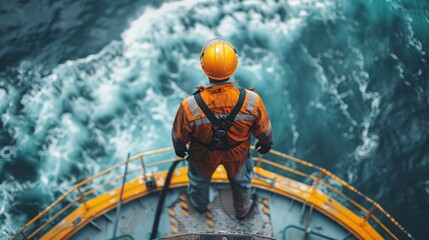 Wall Mural - engineers are repairing and maintaining an offshore turbine house. portrait of a skilled professiona