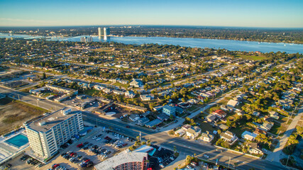 Poster - Daytona, Florida - Panoramic aerial view of the beautiful Daytona Beach
