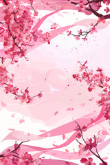 Wall Mural - a painting of pink flowers on a white background