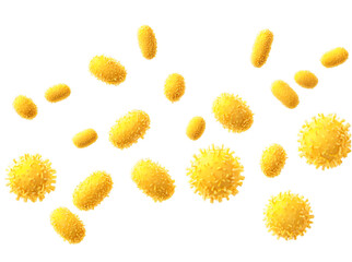 Poster - yellow bacteria virus particle isolated transparent background png .png