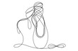 © Silkyinky - Line Art Pointe Shoe. One Continuous Outline Drawing. Editable vector Thin Outline Stroke Curve Contour. Classic Dance Elegant Vintage Accessories Symbol. Professional Ballet Dancer Footwear Icon Art