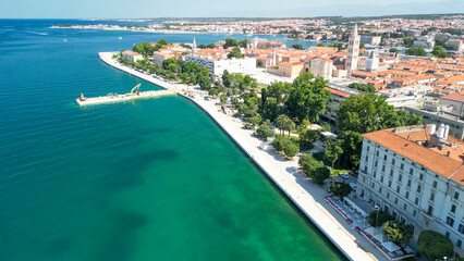 Sticker - Aerial view of Zadar cityscape along the sea, Croatia