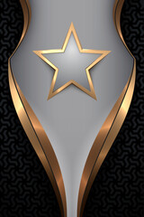 Wall Mural - white and gold star shape on black background