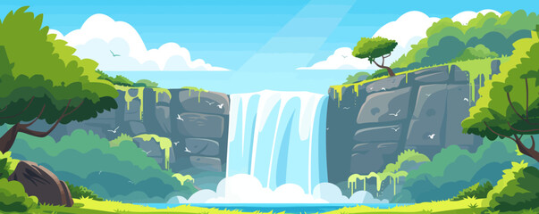 Wall Mural - a waterfall in the middle of a lush green forest